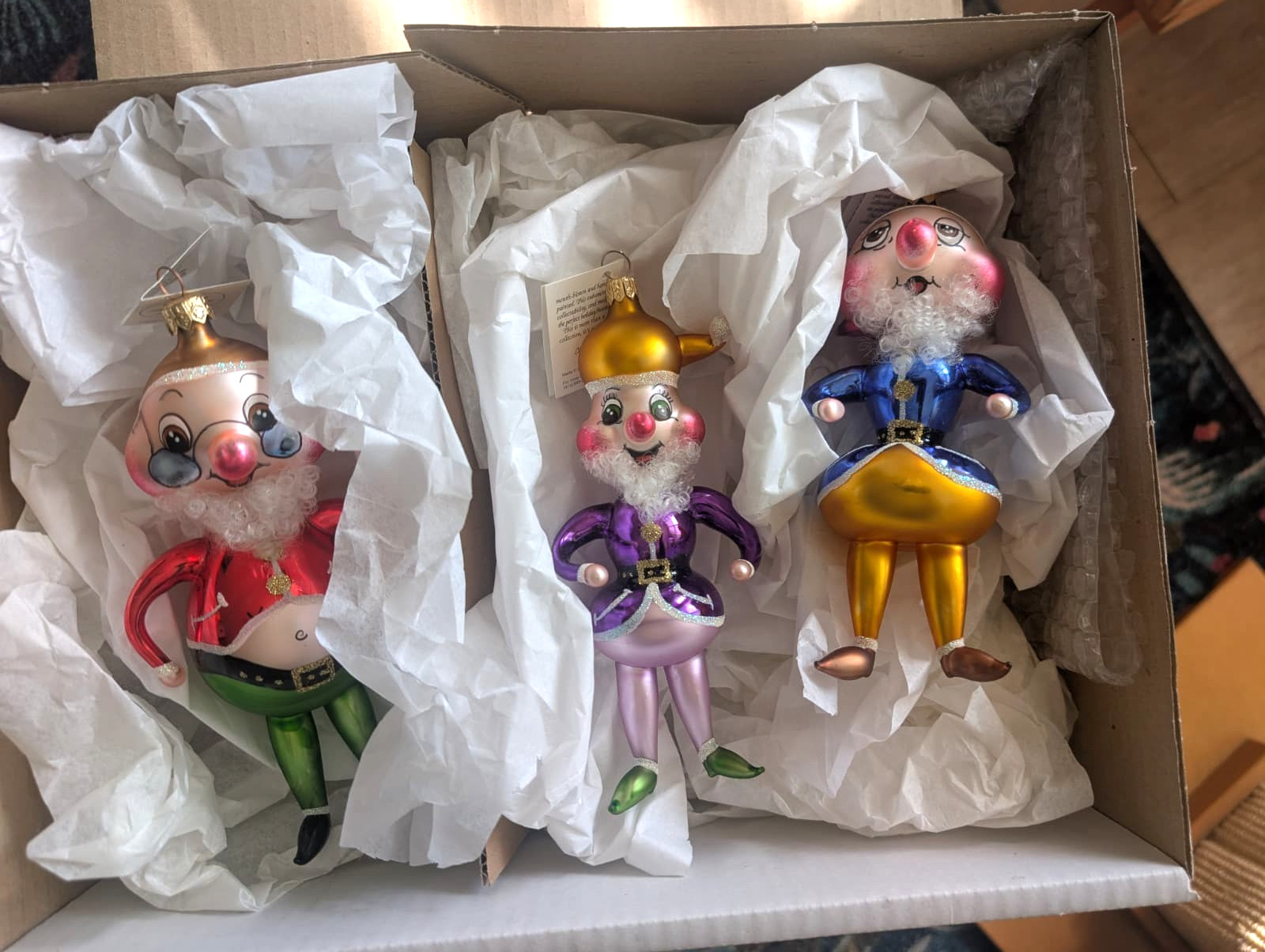 Christopher Radko Disney Snow White 7 Dwarfs Ornaments Set of 3, 1997 Christopher Radko Disney Snow White 7 Dwarfs Ornaments Set of 3, 1997