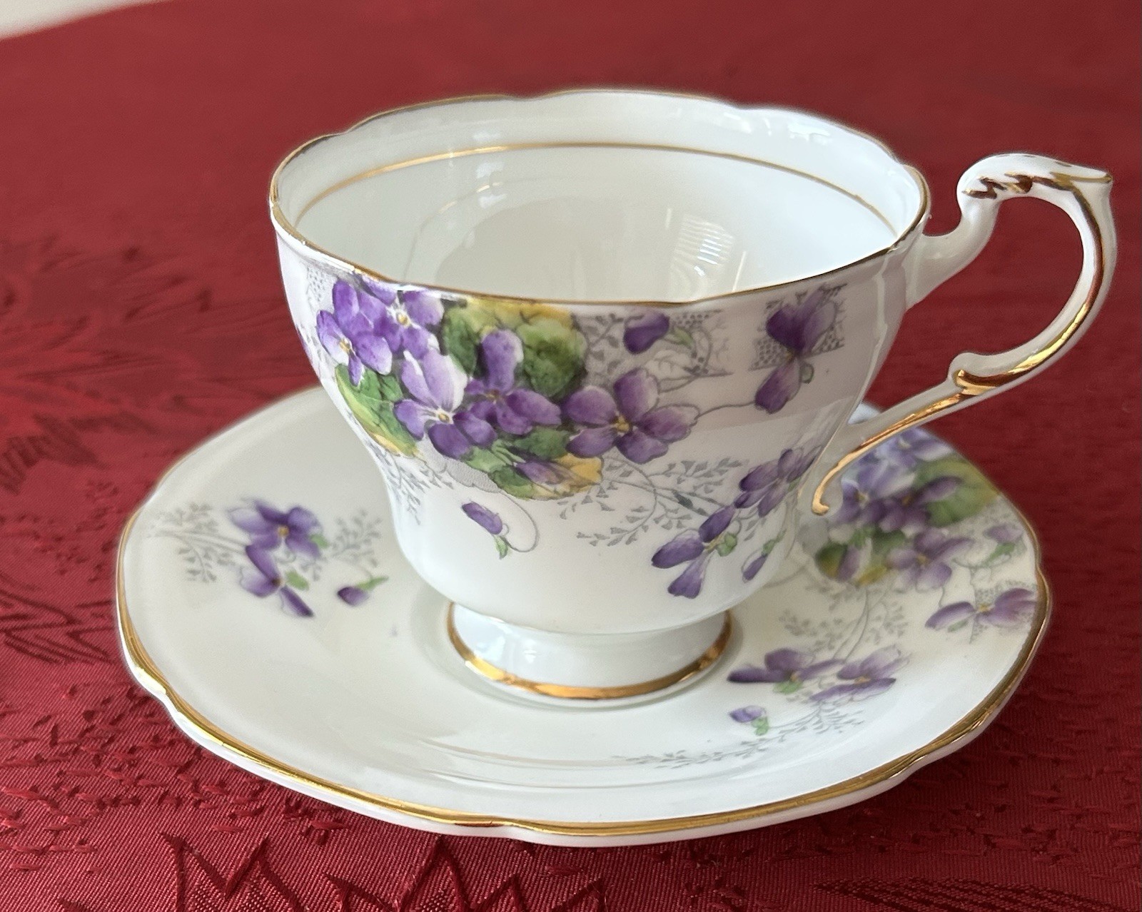 VTG Paragon Violetta Bone China Teacup & Saucer Set Purple Violets Gold England VTG Paragon Violetta Bone China Teacup & Saucer Set Purple Violets Gold England