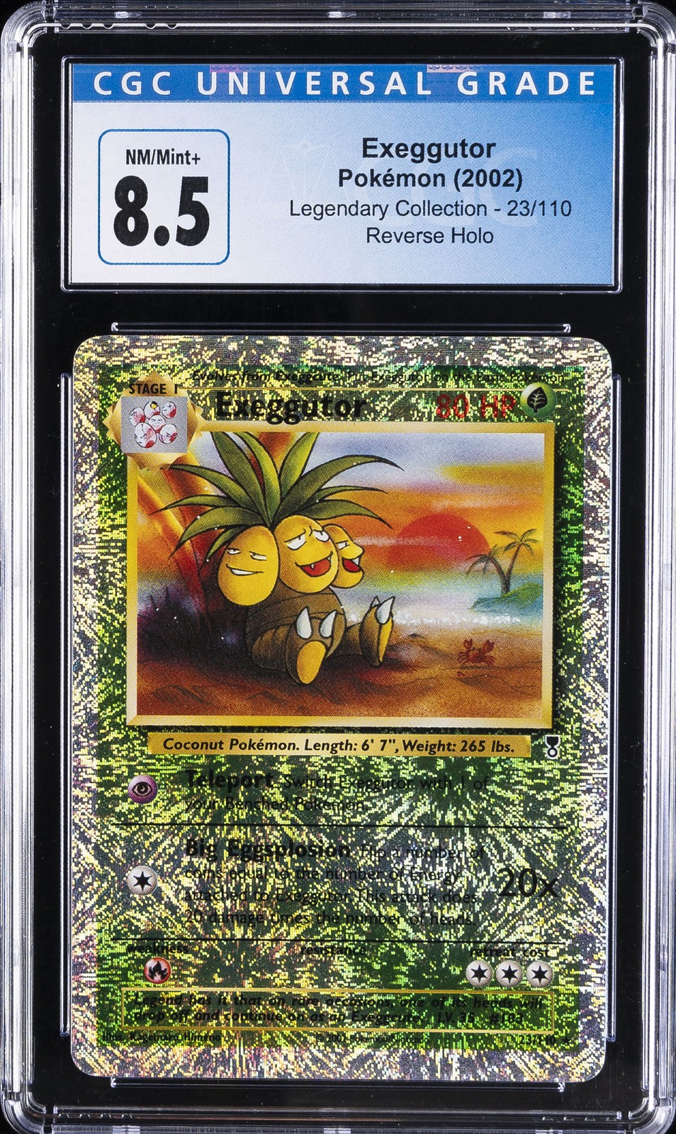 2002 POKEMON LEGENDARY COLLECTION REVERSE HOLO #23/110 EXEGGUTOR CGC 8.5 2002 POKEMON LEGENDARY COLLECTION REVERSE HOLO #23/110 EXEGGUTOR CGC 8.5