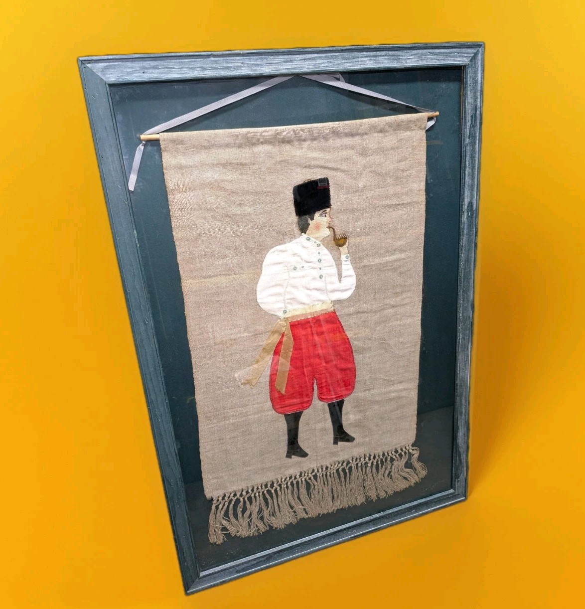 Large Antique Hungarian Transylvanian Framed Traditional Dress Wall Art Large Antique Hungarian Transylvanian Framed Traditional Dress Wall Art