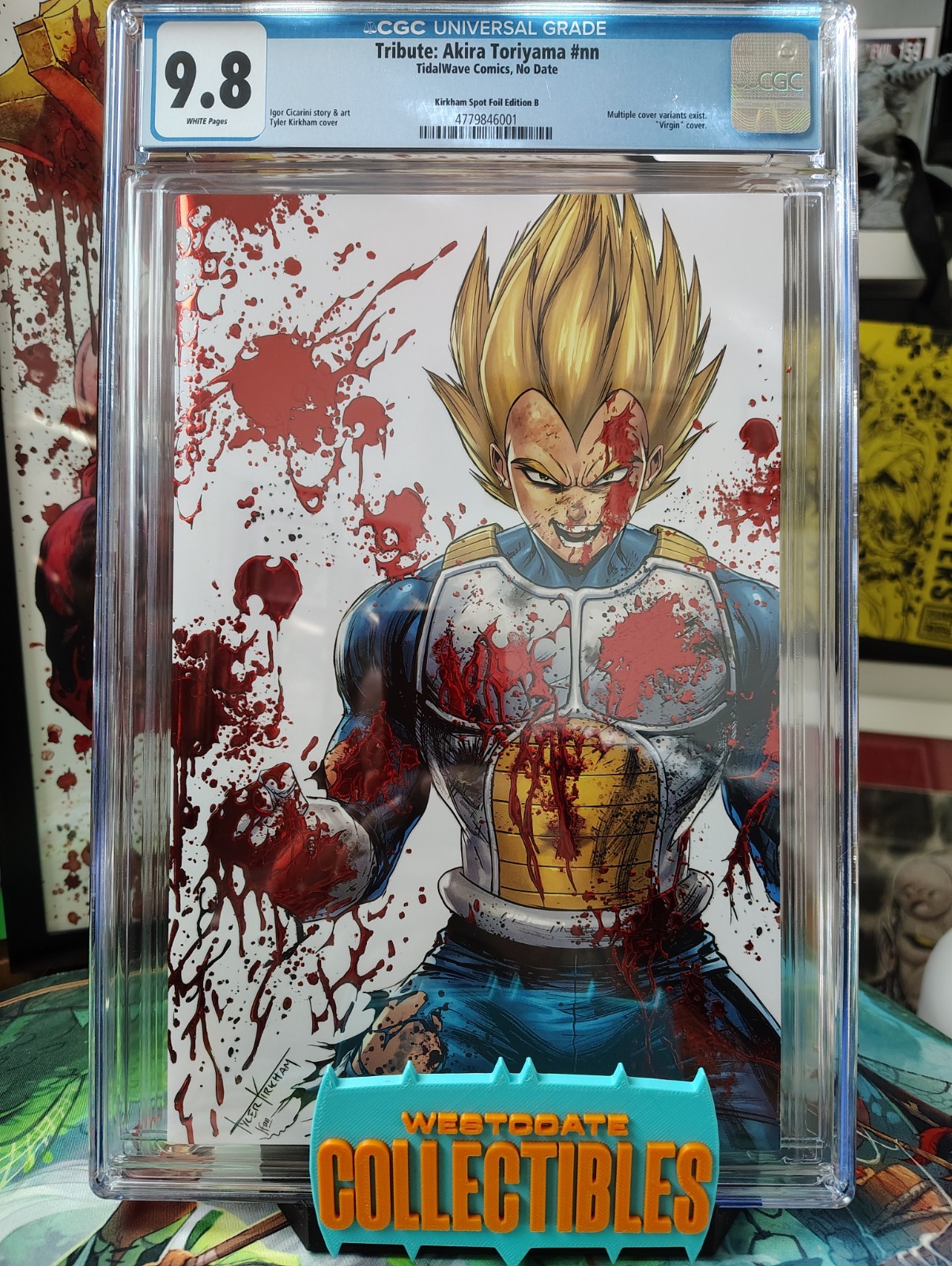 Toriyama Tribute CGC 9.8 Kirkham Battle Damage Vegeta Foil SDCC 2025 LTD 30 Toriyama Tribute CGC 9.8 Kirkham Battle Damage Vegeta Foil SDCC 2025 LTD 30