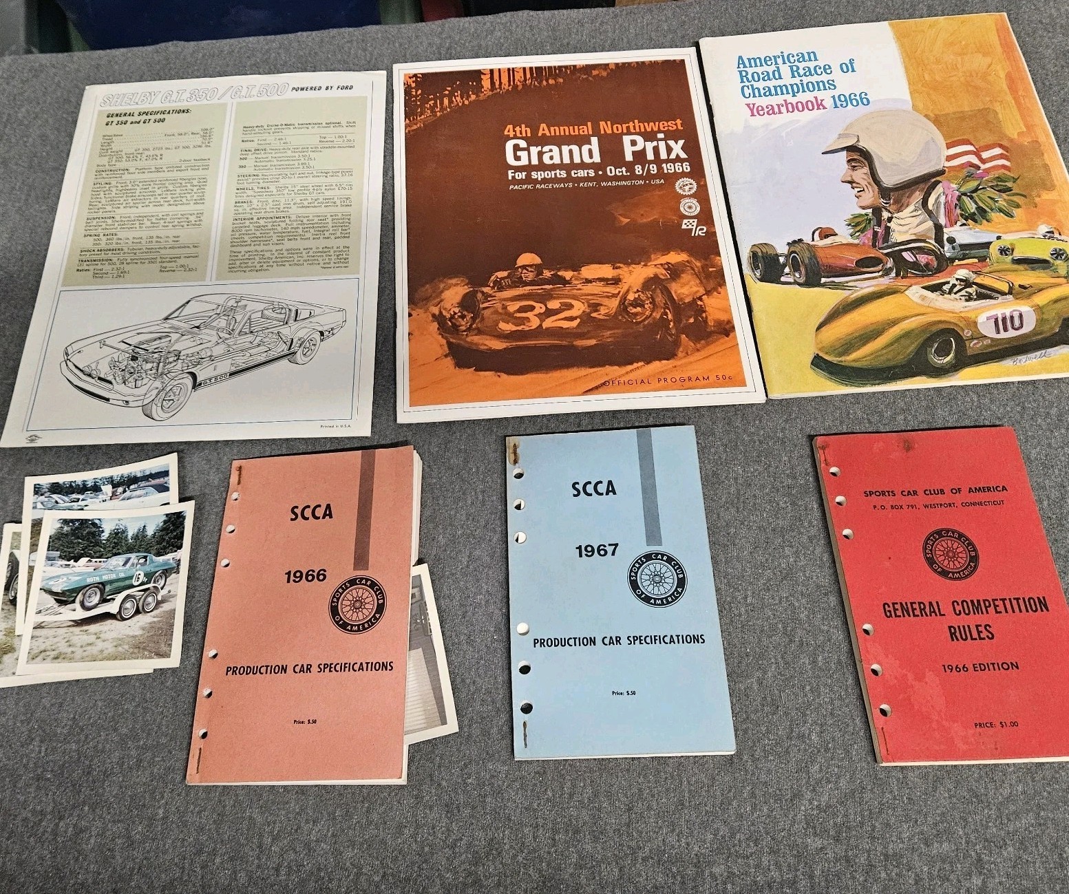 Shelby GT350 GT500 Ford Mustang Specs + 1966-67 SCCA GCR PCS NW Kent GP ARRC Lot Shelby GT350 GT500 Ford Mustang Specs + 1966-67 SCCA GCR PCS NW Kent GP ARRC Lot