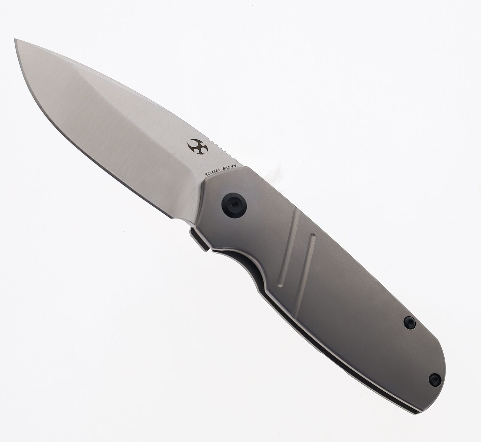 Kansept Turaco Folding Knife Bead Blast Titanium Handle S35VN Plain Edge K2049A1