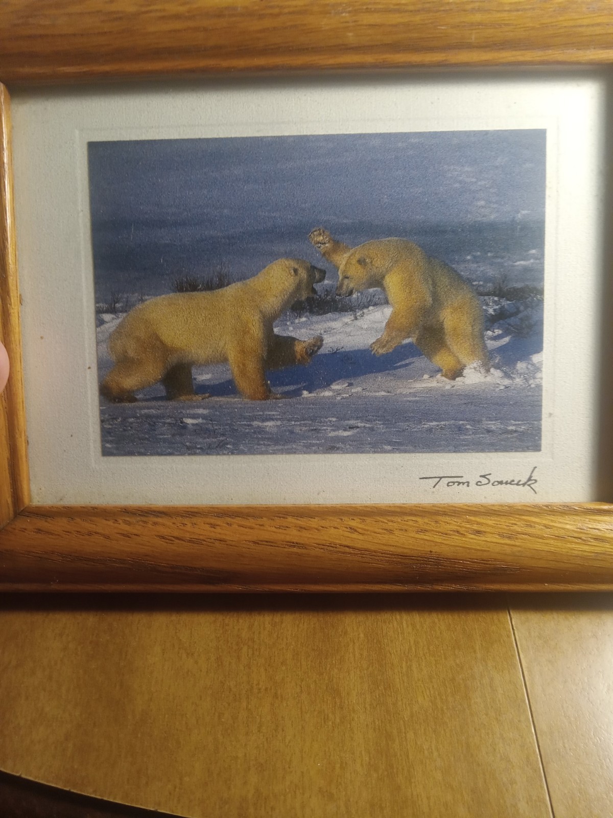 Tom Soucek Print Picture Polar Bears Fighting 8 1/2" X 6 1/2" In Frame Tom Soucek Print Picture Polar Bears Fighting 8 1/2" X 6 1/2" In Frame