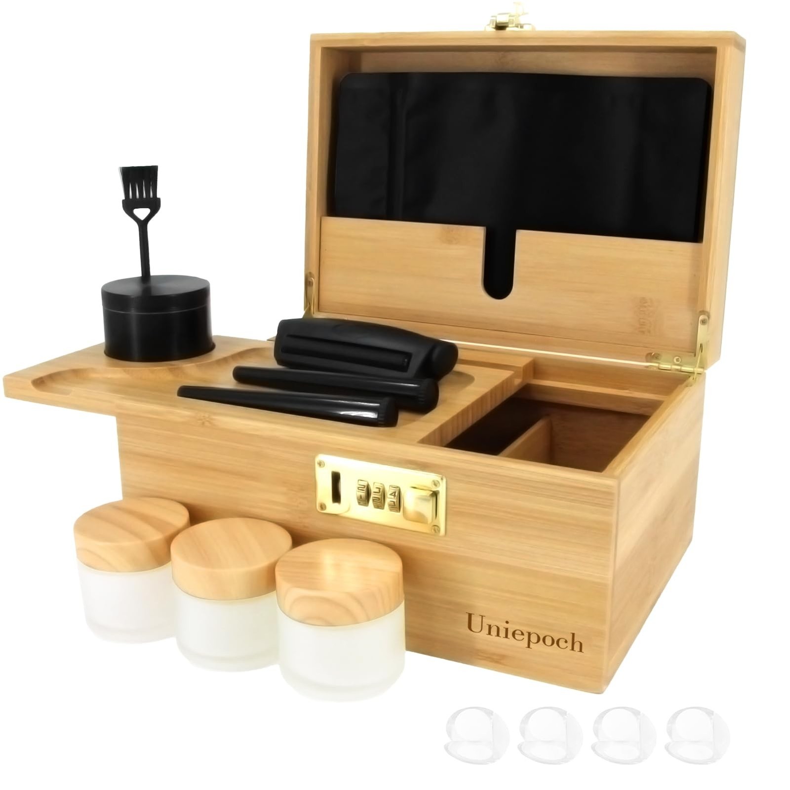 Premium Large Bamboo Stash Box with Combo Lock & Tray | Smell-Proof, Secure S... Premium Large Bamboo Stash Box with Combo Lock & Tray | Smell-Proof, Secure S...