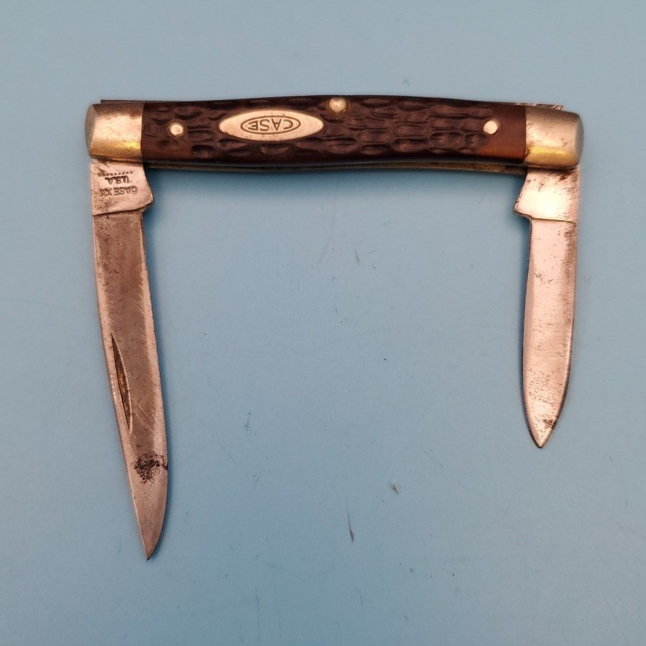 Vintage Case XX USA Folding Pocket Knife 2.75" Brown Jigged 2-Blade 4.75x2.75x2 Vintage Case XX USA Folding Pocket Knife 2.75" Brown Jigged 2-Blade 4.75x2.75x2