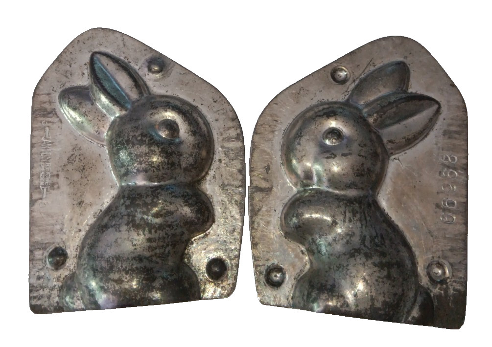 4" Antique Vtg German Anton Reiche Tin Metal Easter Rabbit Chocolate Candy Mold