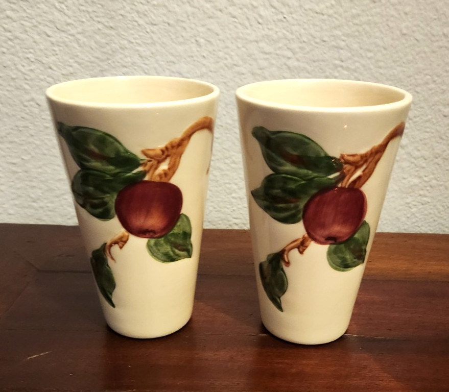 Vintage Set Franciscan Apple 12oz Tumbler Ceramic Water Glass Made in USA 5.25"