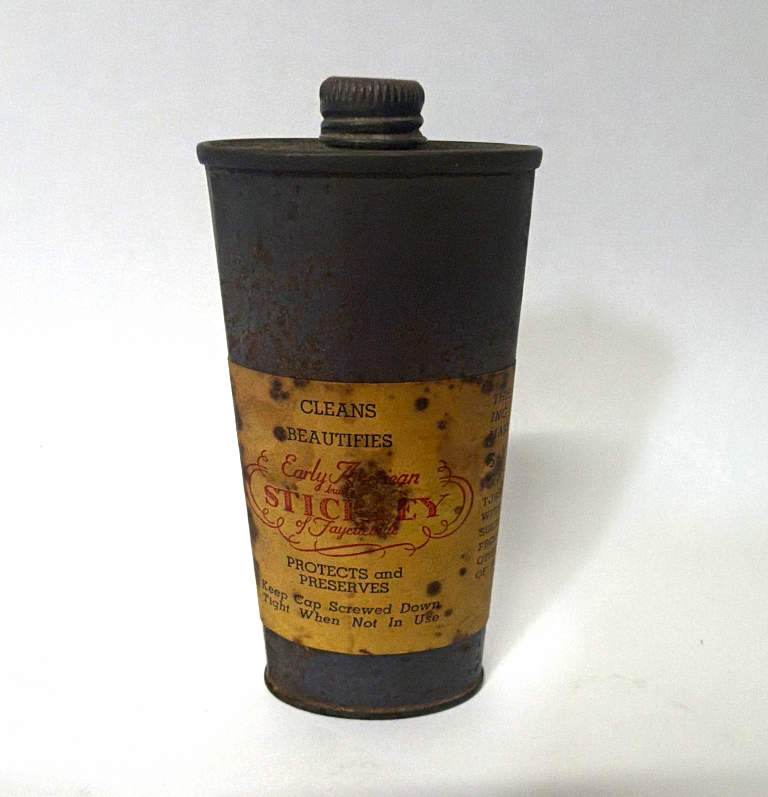 Vintage L. & J.G. Stickley Furniture Dressing Tin Can – Fayetteville, N.Y.