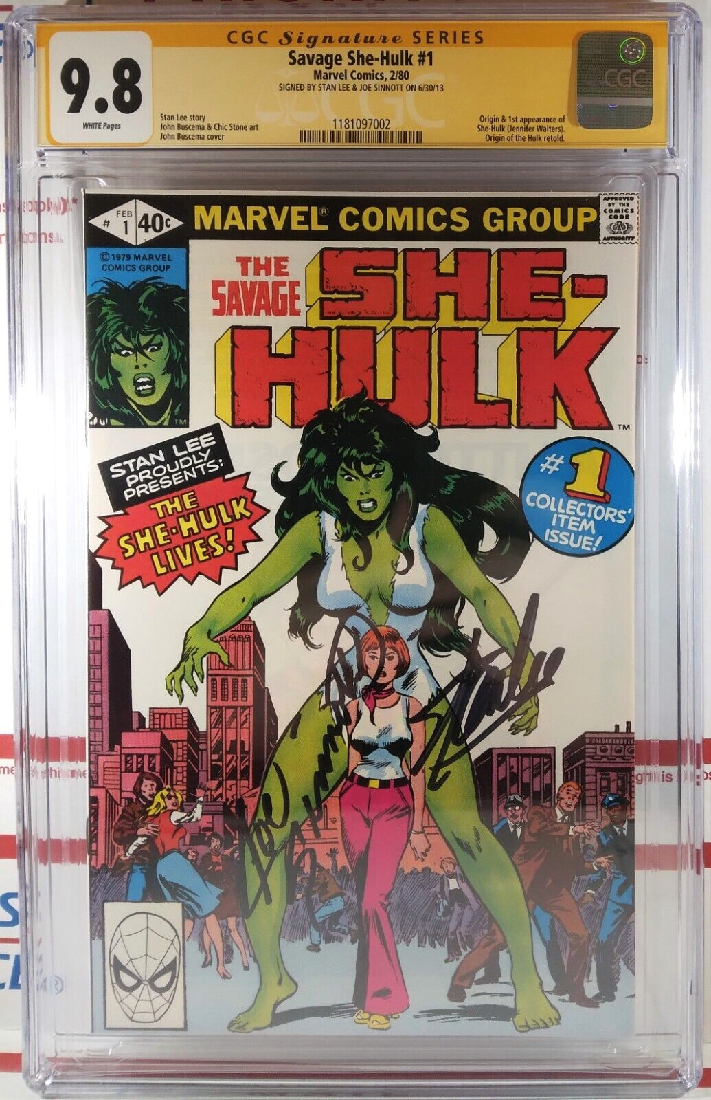 💥🟢 CGC 9.8 STAN LEE & JOE SINNOTT SIGNED SAVAGE SHE-HULK #1 NM/MT 1980 MARVEL