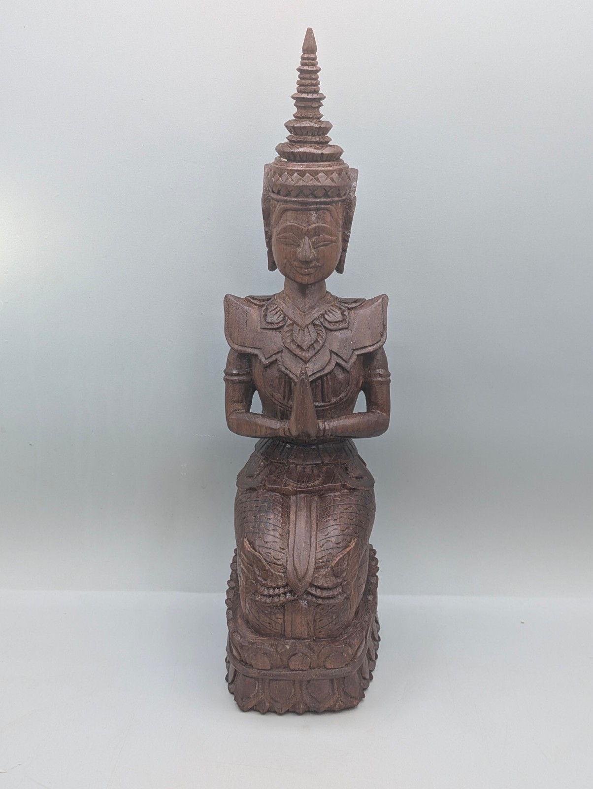 Vintage Thai Thepphanom Celestial Guardian Hand Carved Solid Wood Statue 12” Vintage Thai Thepphanom Celestial Guardian Hand Carved Solid Wood Statue 12”