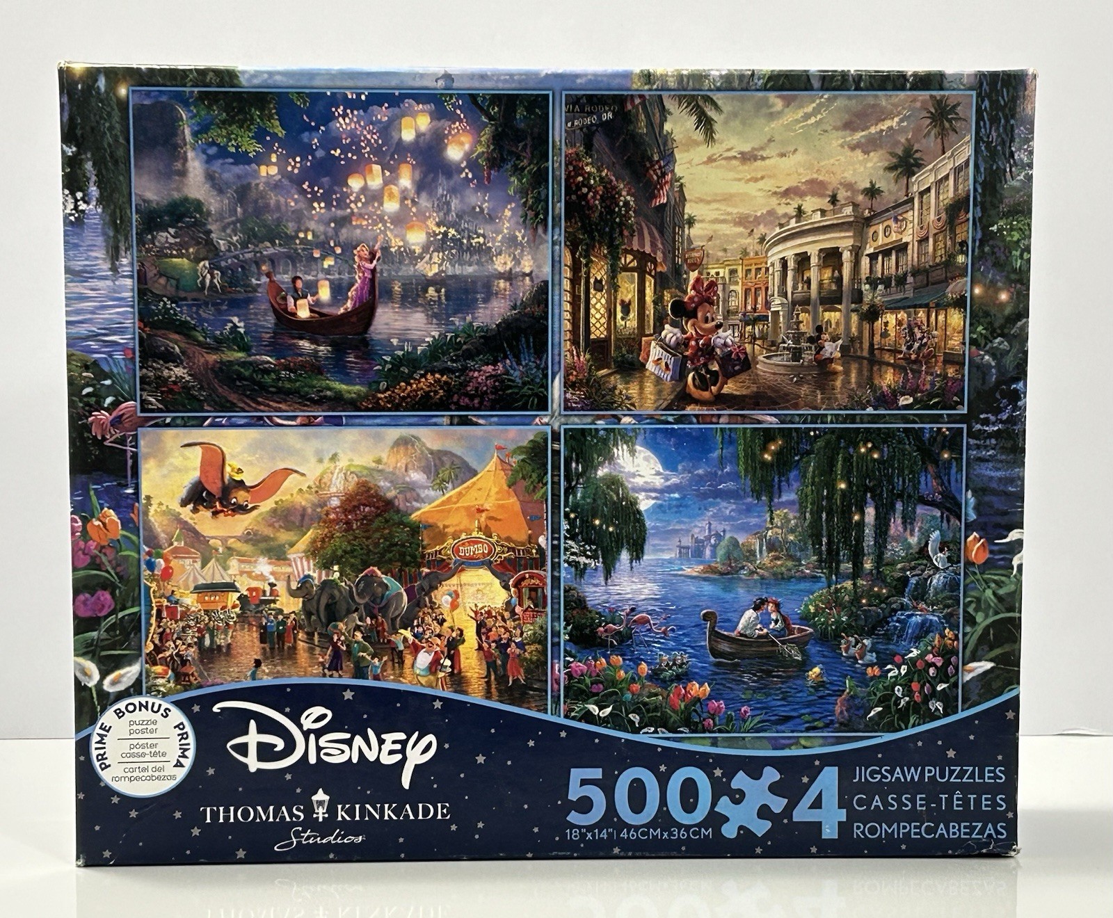 Disney Thomas Kinkade (4) 500 Pc Jigsaw Puzzles Rapunzel, Dumbo, Minnie, Ariel Disney Thomas Kinkade (4) 500 Pc Jigsaw Puzzles Rapunzel, Dumbo, Minnie, Ariel