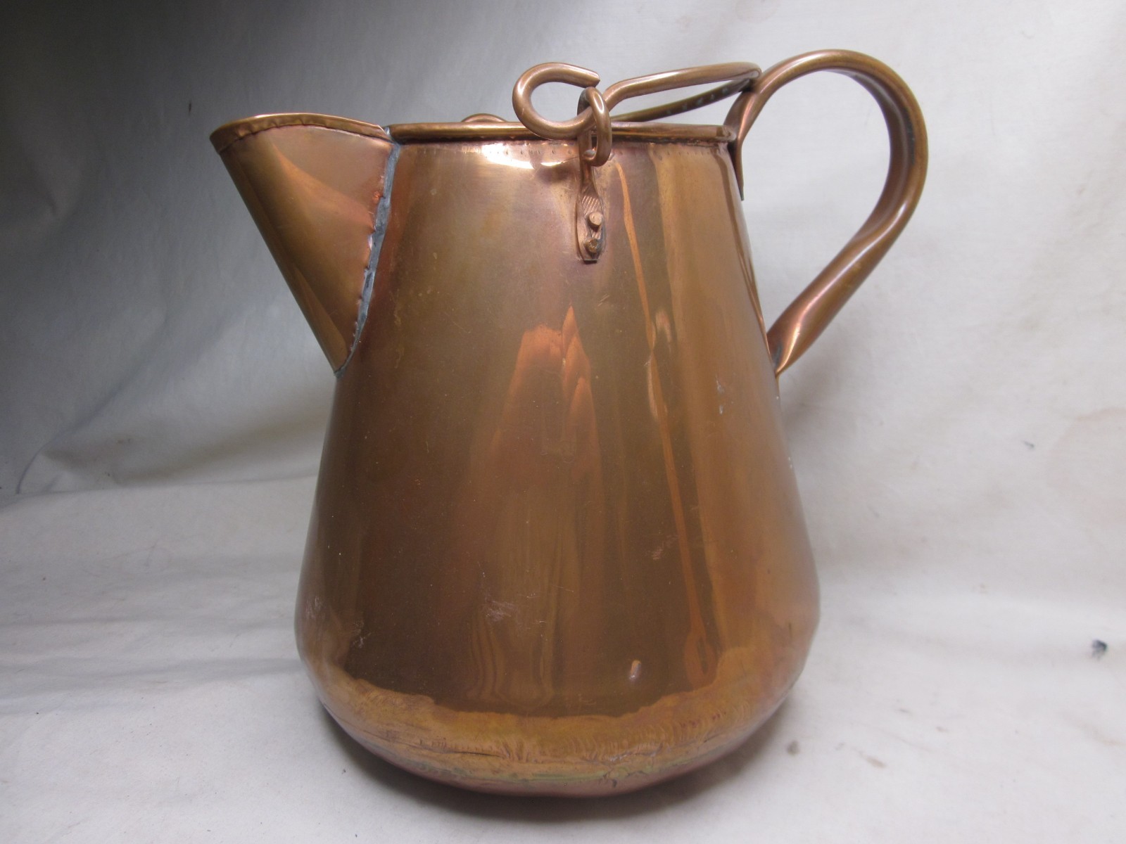 vintage antique copper jug large pitcher handled watering can