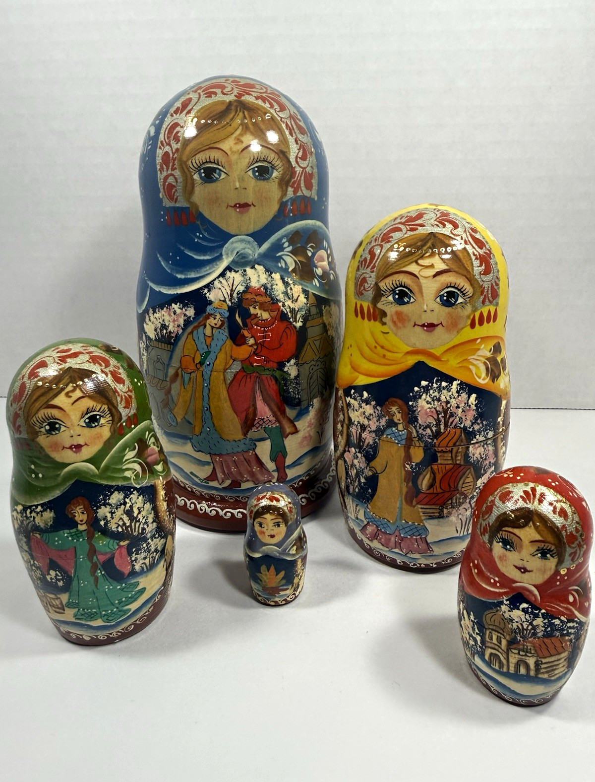 Vintage Ukrainian Nesting Dolls 5pc 6.5" Hand Painted Signed Folk Art Vintage Ukrainian Nesting Dolls 5pc 6.5" Hand Painted Signed Folk Art