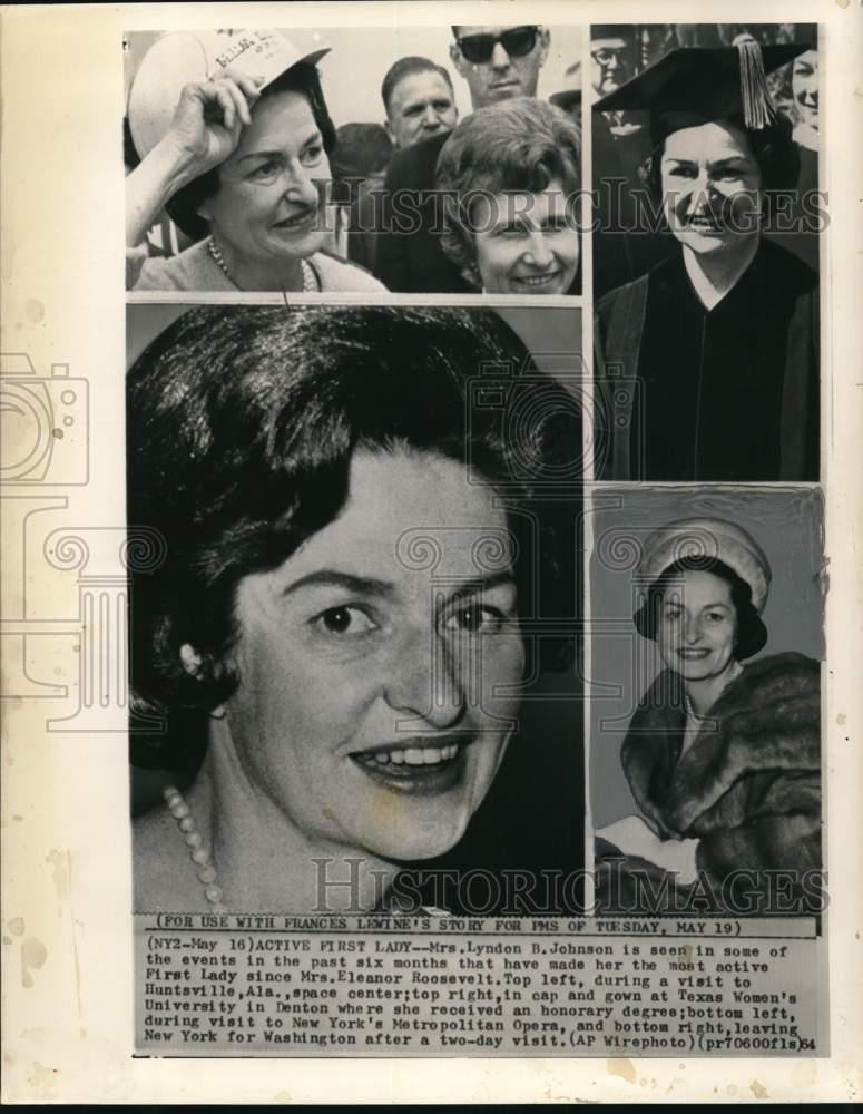 1964 Press Photo Mrs. Lyndon Johnson in events of past six months. - now61891