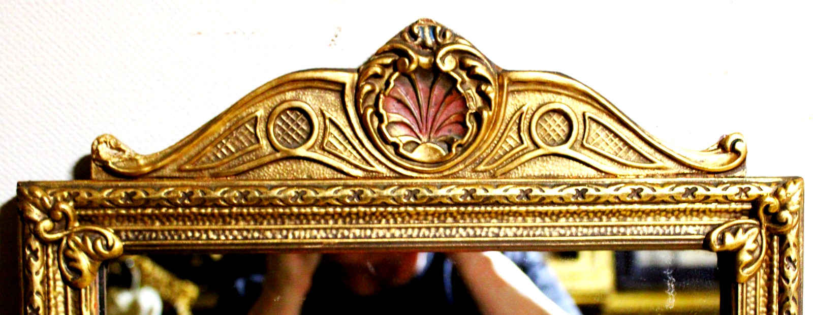 ANTIQUE FITS 14 X 20" ARTS & CRAFTS NOUVEAU PICTURE FRAME MIRROR SHELL GOLD GILT ANTIQUE FITS 14 X 20" ARTS & CRAFTS NOUVEAU PICTURE FRAME MIRROR SHELL GOLD GILT
