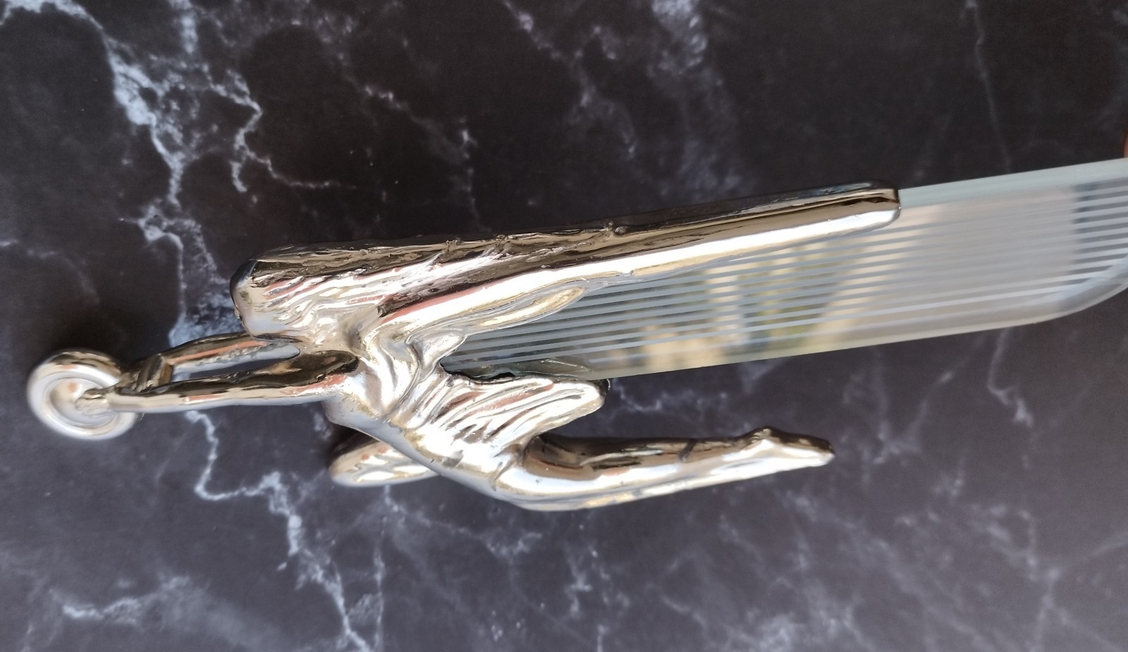 PACKARD HOOD ORNAMENT 1938 1939 1940 1941 1942 GODDESS OF SPEED W/3 GLASS WINGS PACKARD HOOD ORNAMENT 1938 1939 1940 1941 1942 GODDESS OF SPEED W/3 GLASS WINGS