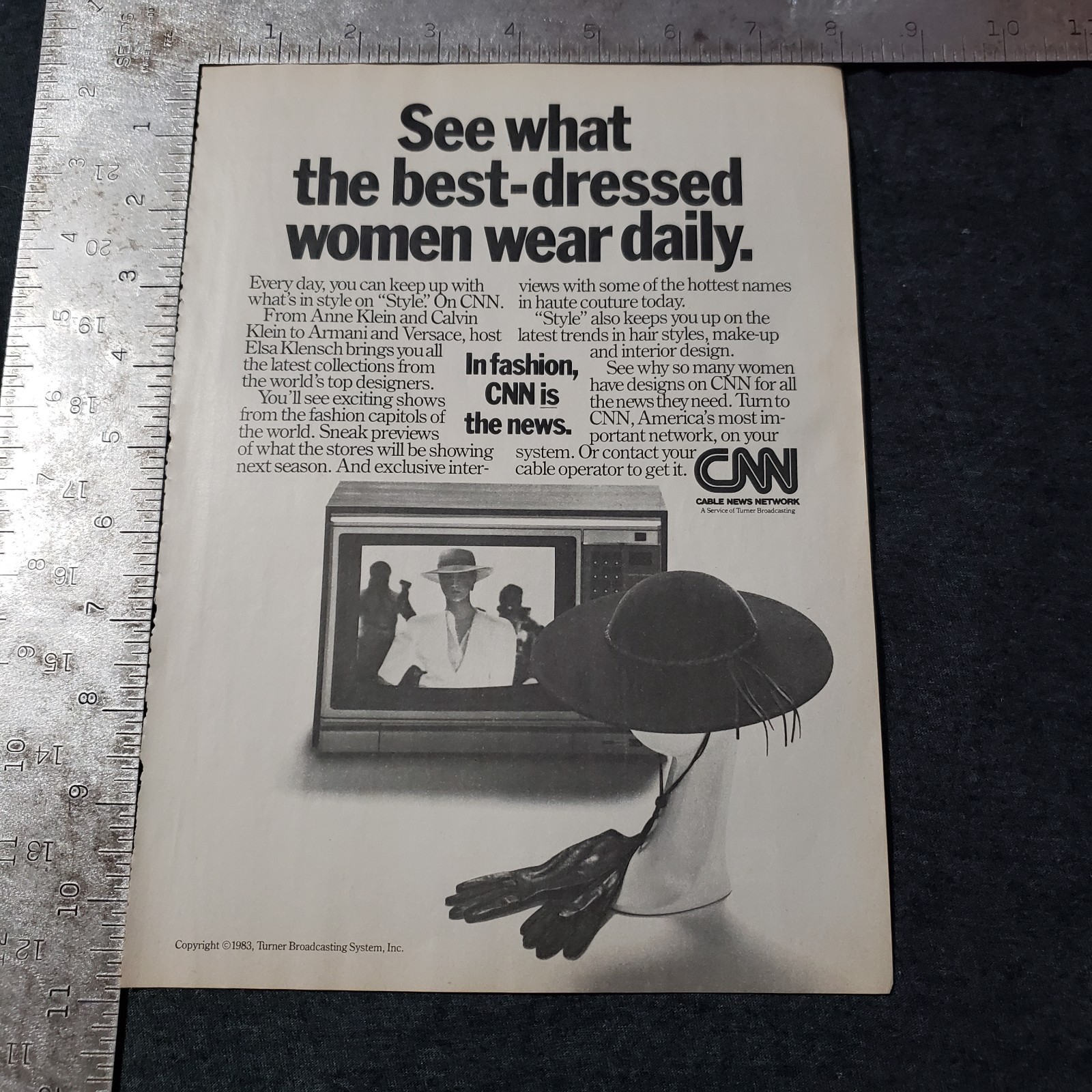 Vintage 1983 CNN News Network Original Print Ad In Fashion, CNN is the News Vintage 1983 CNN News Network Original Print Ad In Fashion, CNN is the News
