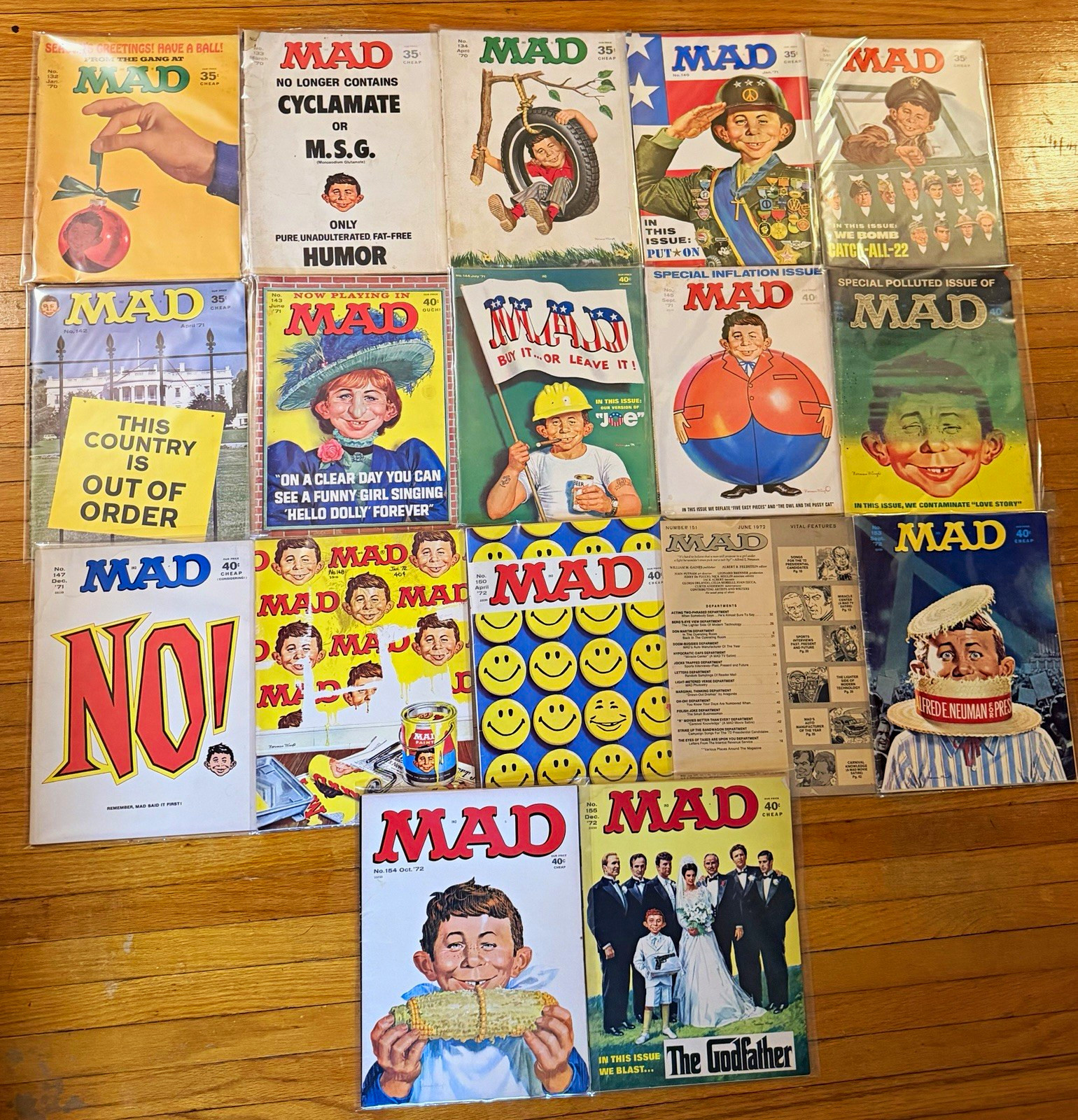 Vintage MAD Magazine Lot of 17 (1970–1972) Bronze Age Godfather Smilies Rare Vintage MAD Magazine Lot of 17 (1970–1972) Bronze Age Godfather Smilies Rare