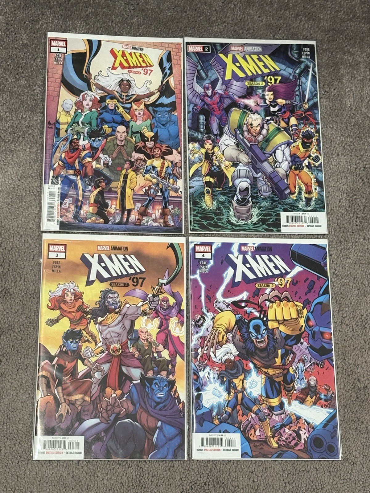 X-MEN 97 SEASON 2, LOT 1-4, COVER A, SET OF FOUR, MARVEL 2026 X-MEN 97 SEASON 2, LOT 1-4, COVER A, SET OF FOUR, MARVEL 2026