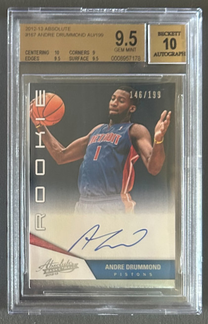 ANDRE DRUMMOND 2012-13 ABSOLUTE Rookie Autograph 146/199 BGS 9.5 ANDRE DRUMMOND 2012-13 ABSOLUTE Rookie Autograph 146/199 BGS 9.5