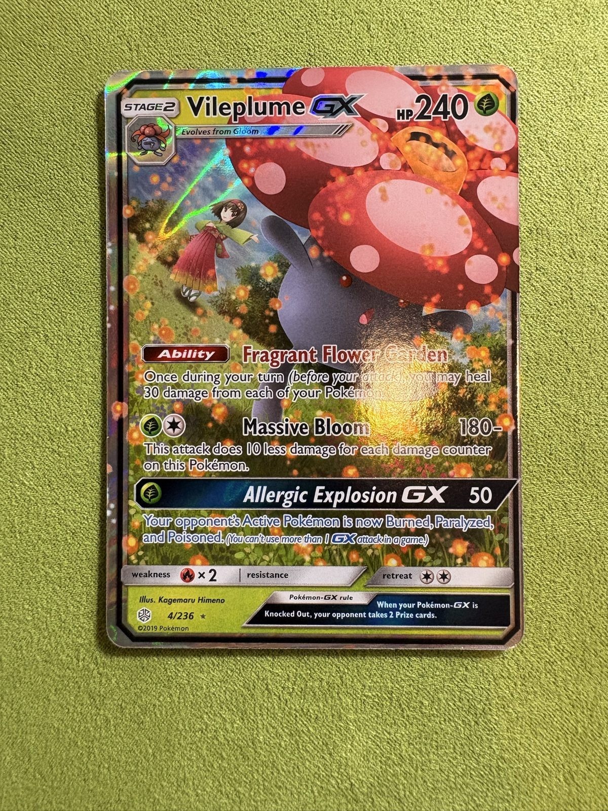 Vileplume GX 4/236 Ultra Rare Holo Cosmic Eclipse Pokemon Card NM Vileplume GX 4/236 Ultra Rare Holo Cosmic Eclipse Pokemon Card NM