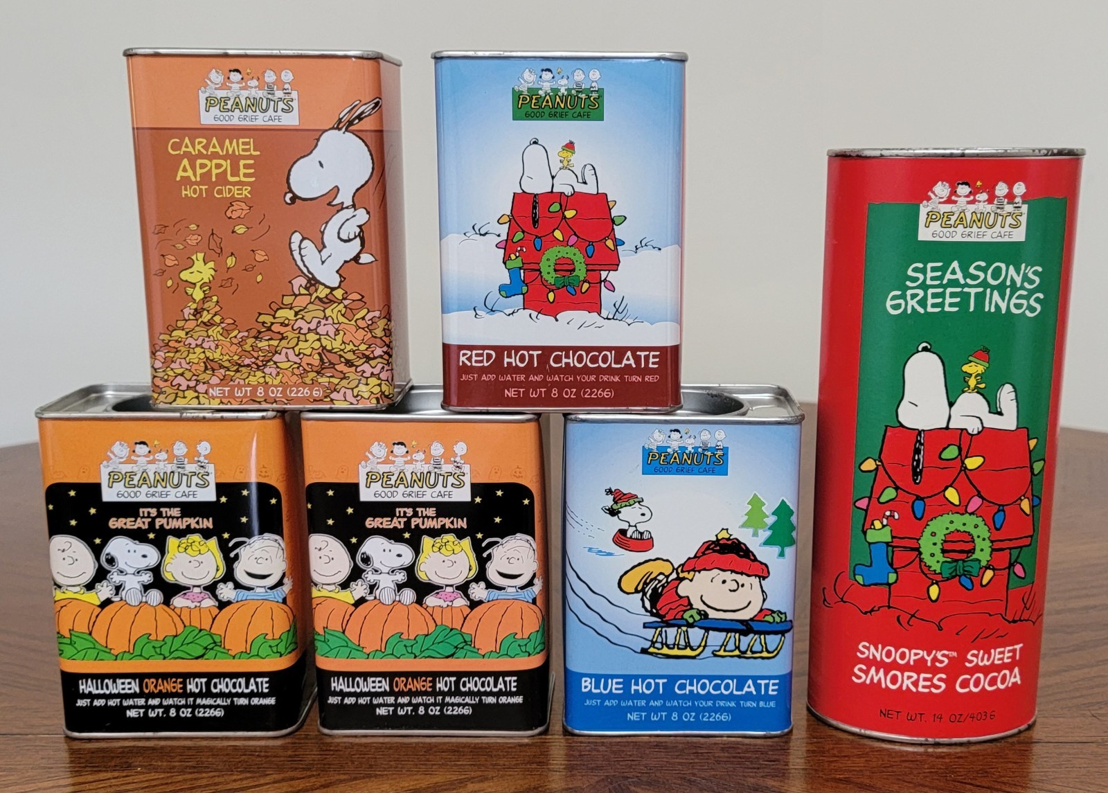 Vintage 2000s Peanuts Holiday Cocoa Tin Collection Bundle of 6