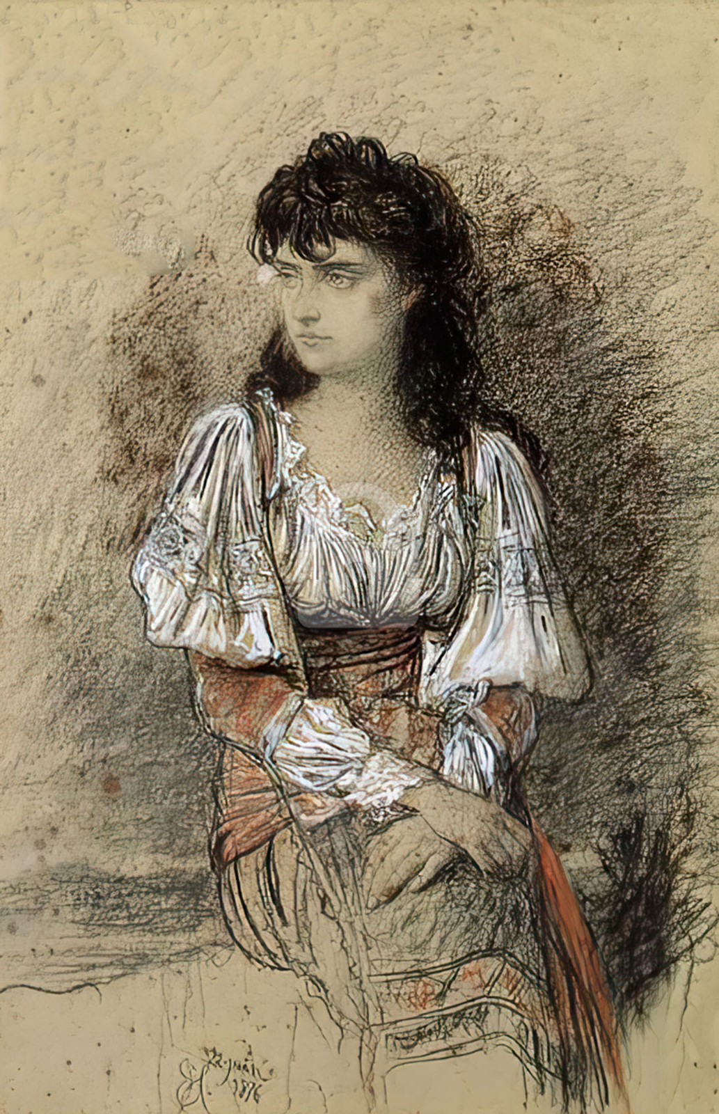 Ernest Habert, Sketch of a Young Woman *Art Postcard NEW Ernest Habert, Sketch of a Young Woman *Art Postcard NEW