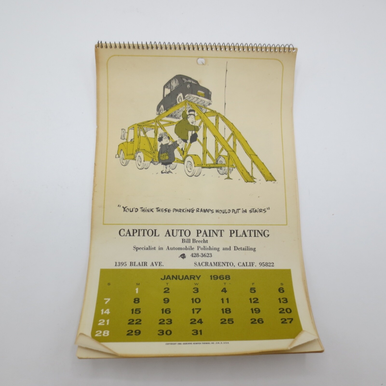 Vintage 1968 Calender Advertising Automotive Capitol Auto Paint Sacramento Calif Vintage 1968 Calender Advertising Automotive Capitol Auto Paint Sacramento Calif