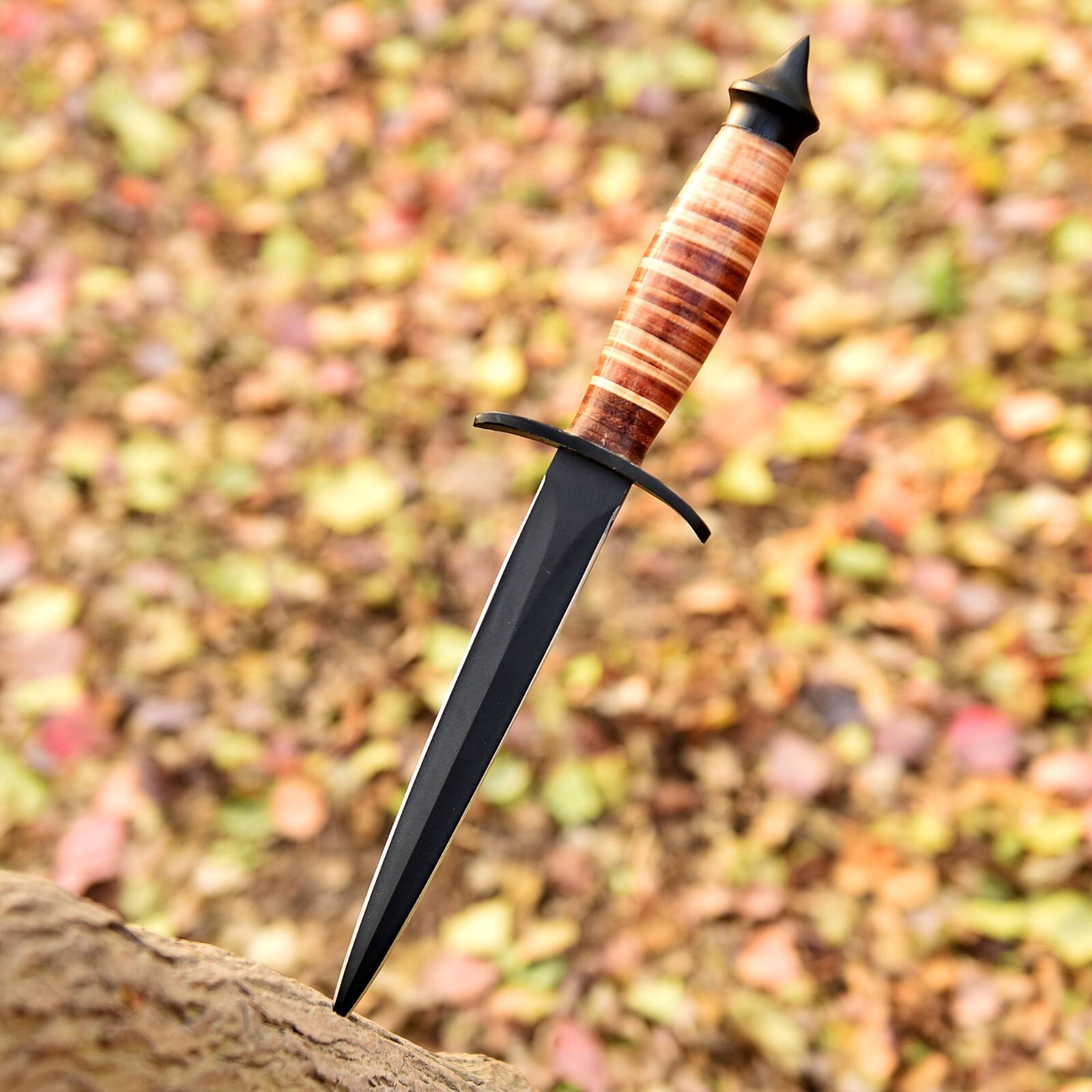 Handmade WW2 Double-Edged V42 Military Knife Dagger Knife Leather Handle Sheath Handmade WW2 Double-Edged V42 Military Knife Dagger Knife Leather Handle Sheath