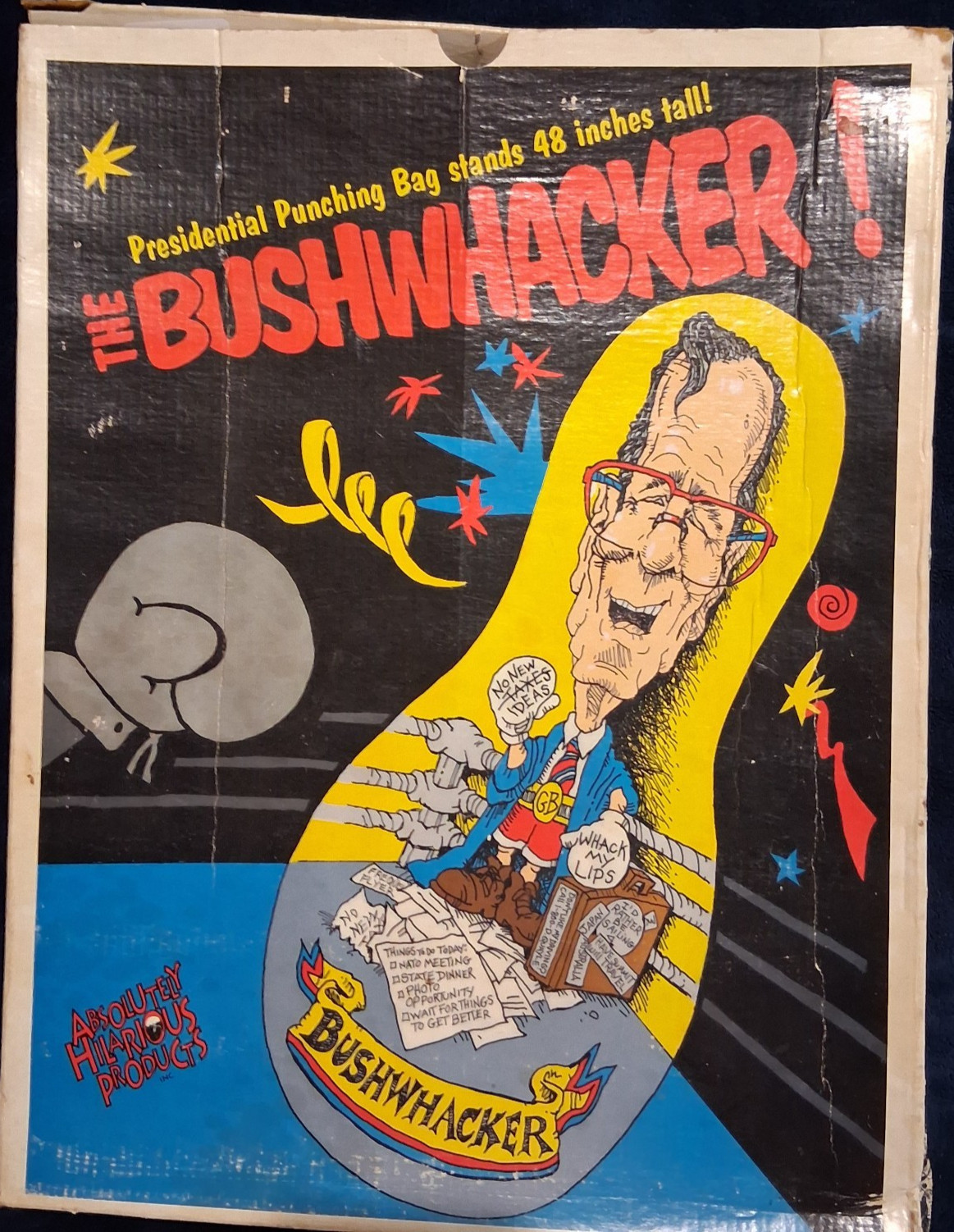 Vtg"The Bushwhacker" 48" Presidential Punching Bag NIB – George H.W. Bush 1990s