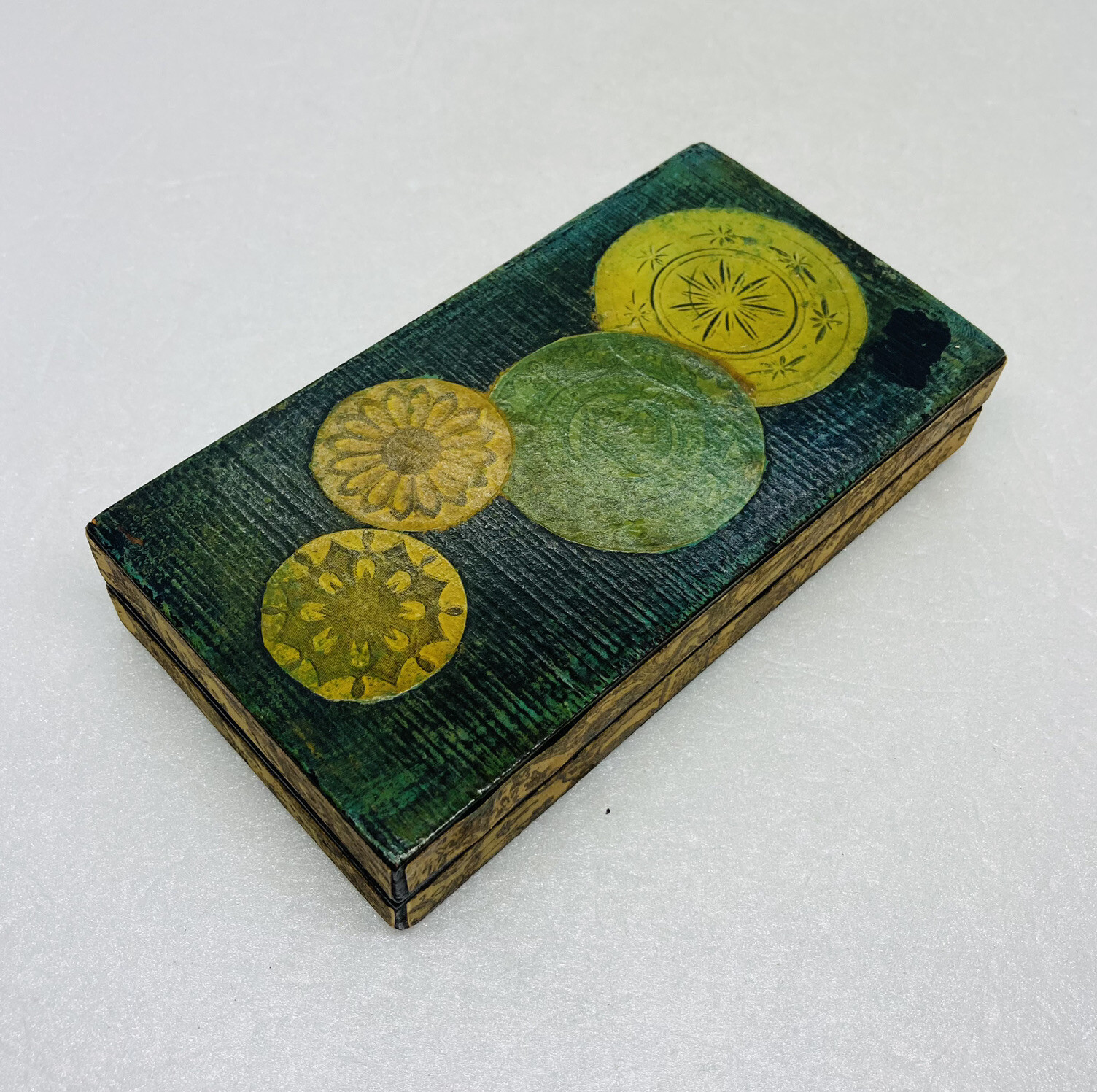 Rare 1960s Japanese Paper Mache Cover Wooden Trinket Palace Festival Artwork 25