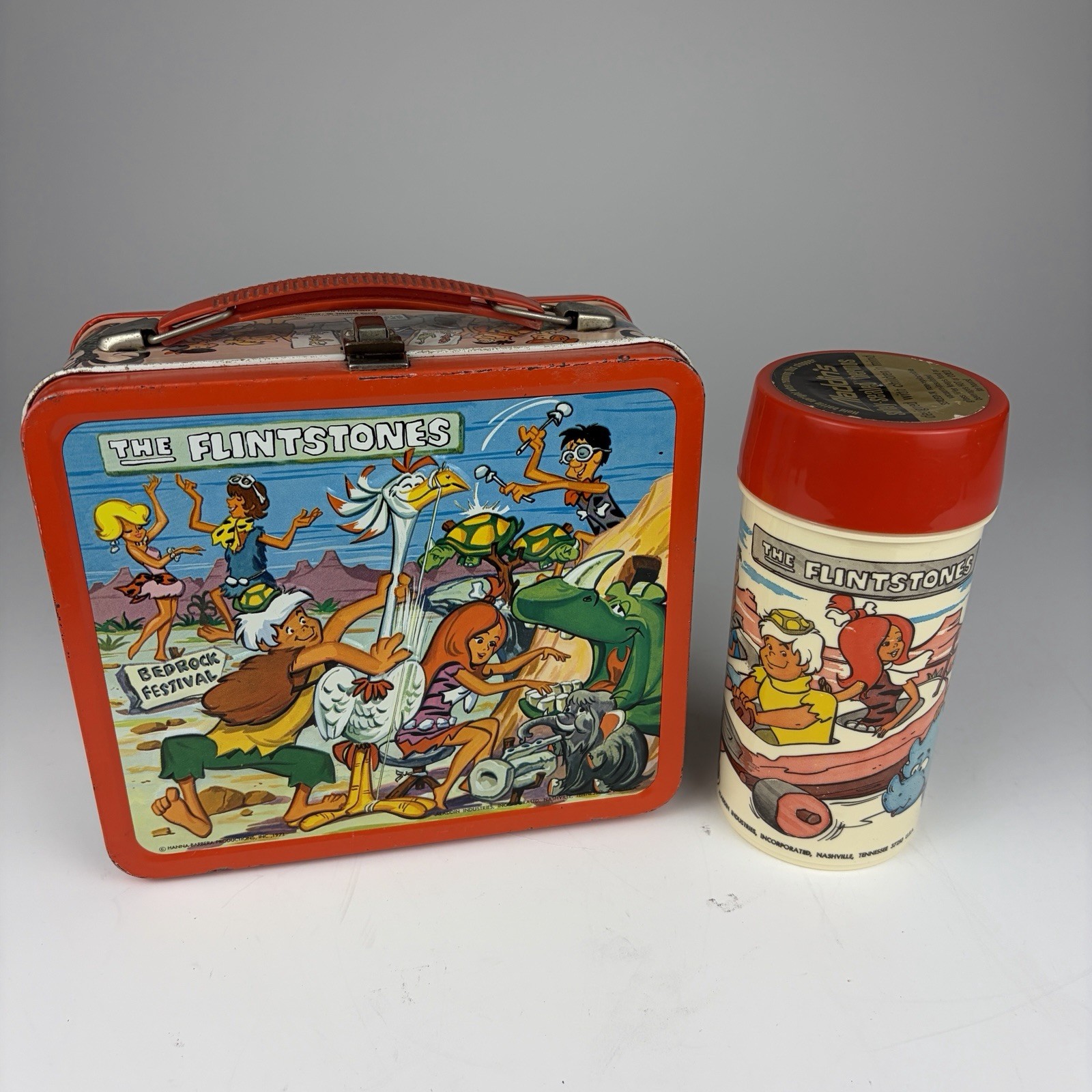 Vintage 1971 Flinestones Metal Lunchbox & Thermos
