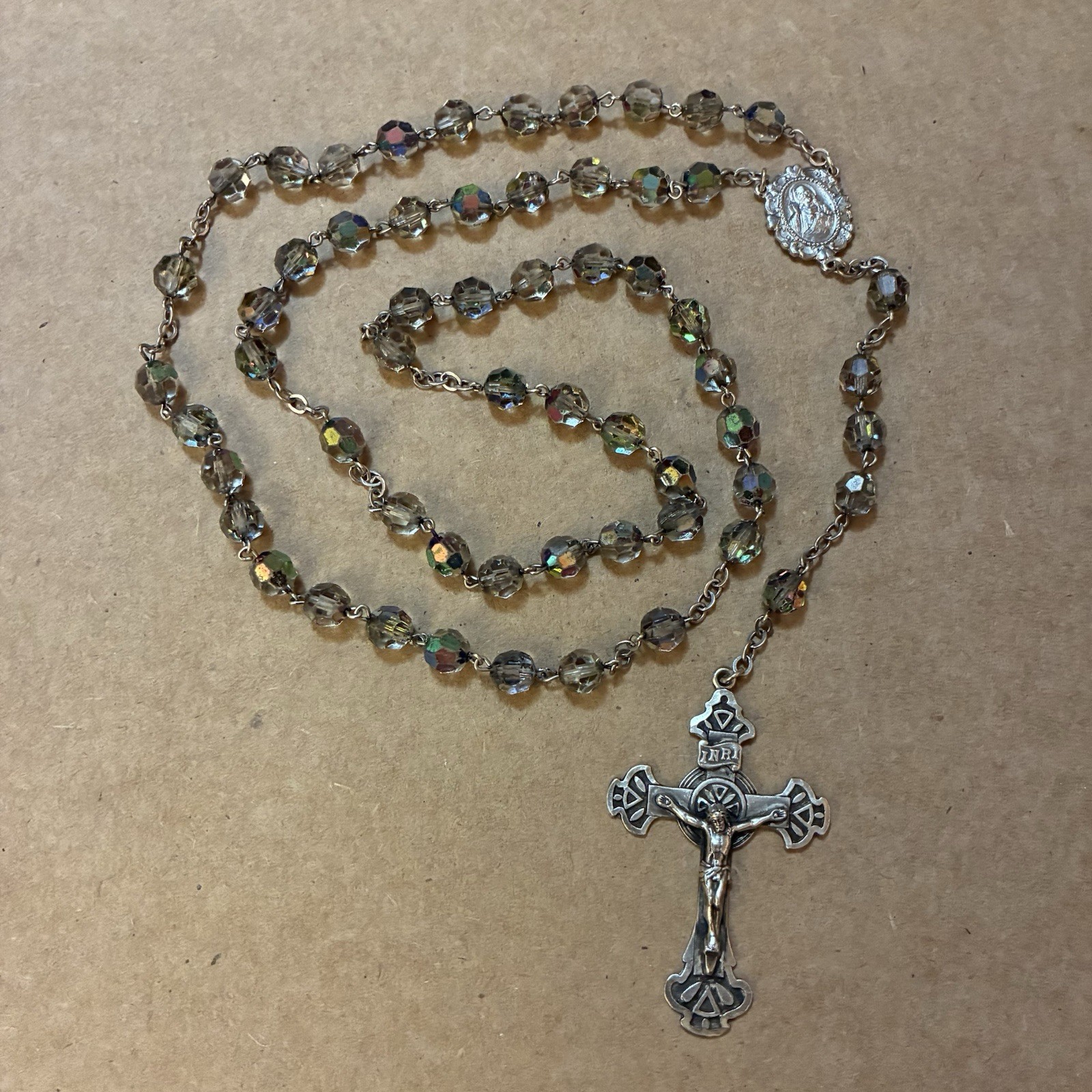 Vintage Sterling Silver INRI Crucifix Rosary Vintage Sterling Silver INRI Crucifix Rosary