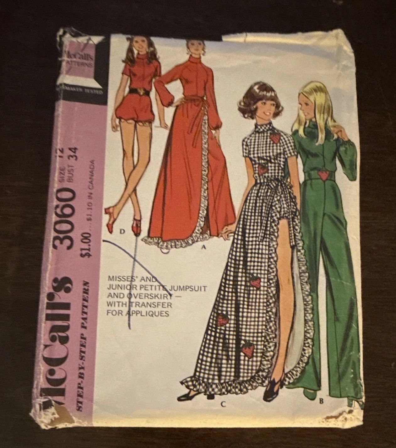 Vintage 1971 McCalls 3060 Jumpsuit Overskirt 12 Transfer Included Ff Uncut Vintage 1971 McCalls 3060 Jumpsuit Overskirt 12 Transfer Included Ff Uncut