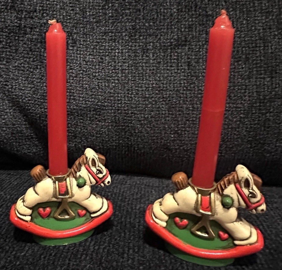 Pair Vintage Rocking Horse Candles, IN ORIGINAL BOX, NEVER USED Pair Vintage Rocking Horse Candles, IN ORIGINAL BOX, NEVER USED