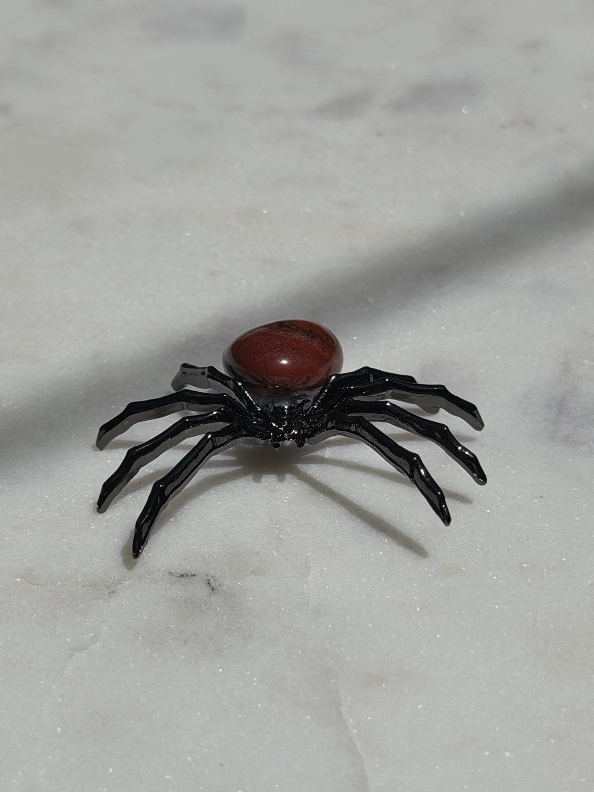 Crystal Spider Figurine with Red Jasper Sphere 