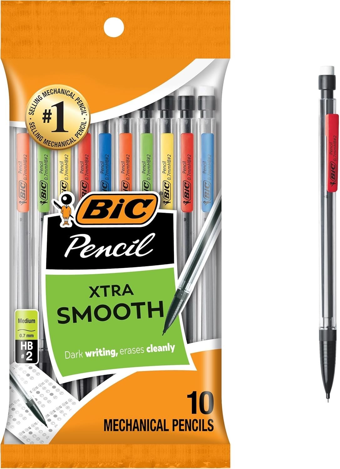 BIC Xtra-Smooth Mechanical Pencils with Erasers 1 Pack of 10 Black Erasers NEW BIC Xtra-Smooth Mechanical Pencils with Erasers 1 Pack of 10 Black Erasers NEW