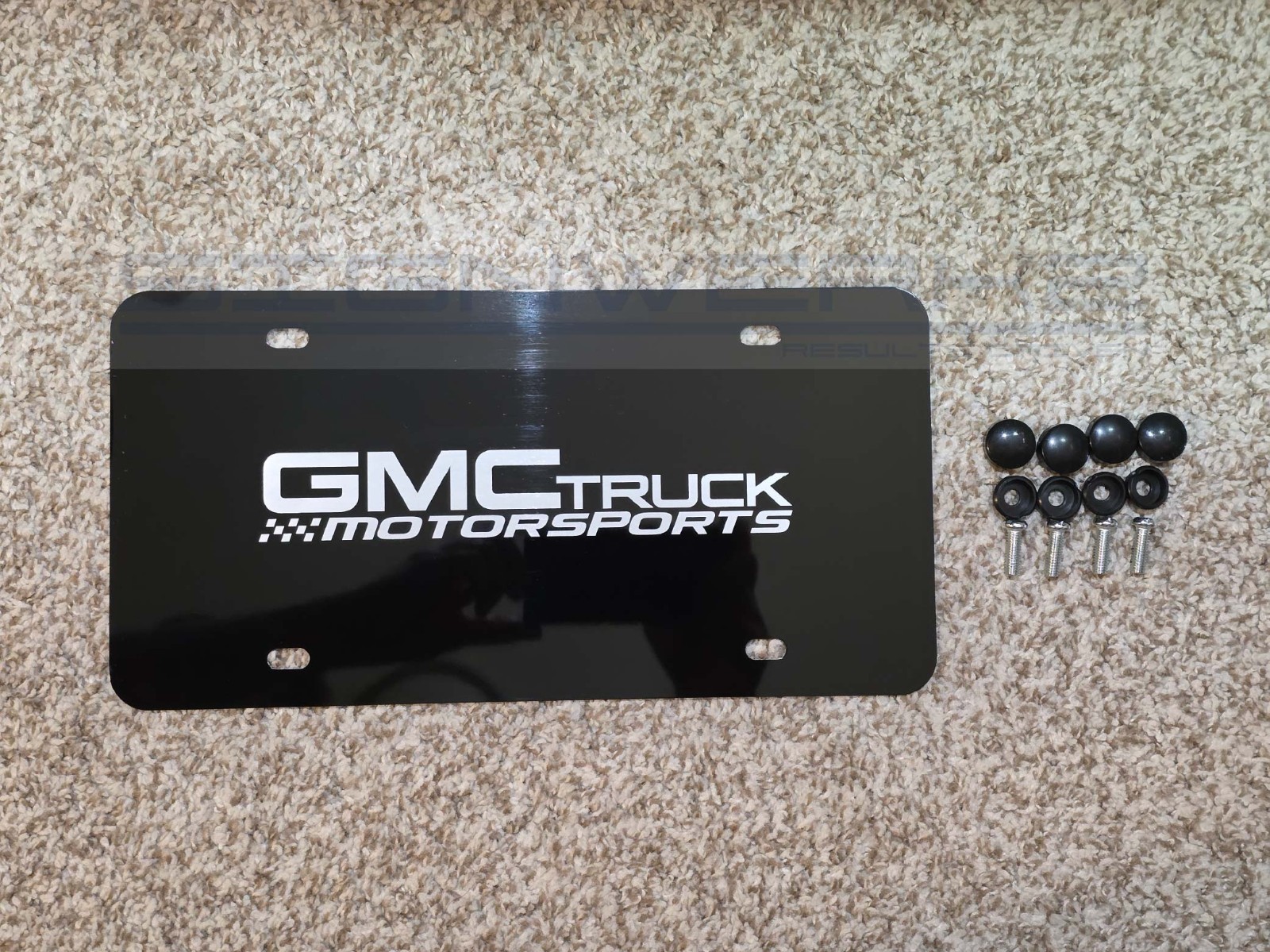 GMC Trucks Motorsports Bright Silver Laser Engraved Aluminum vanity plate