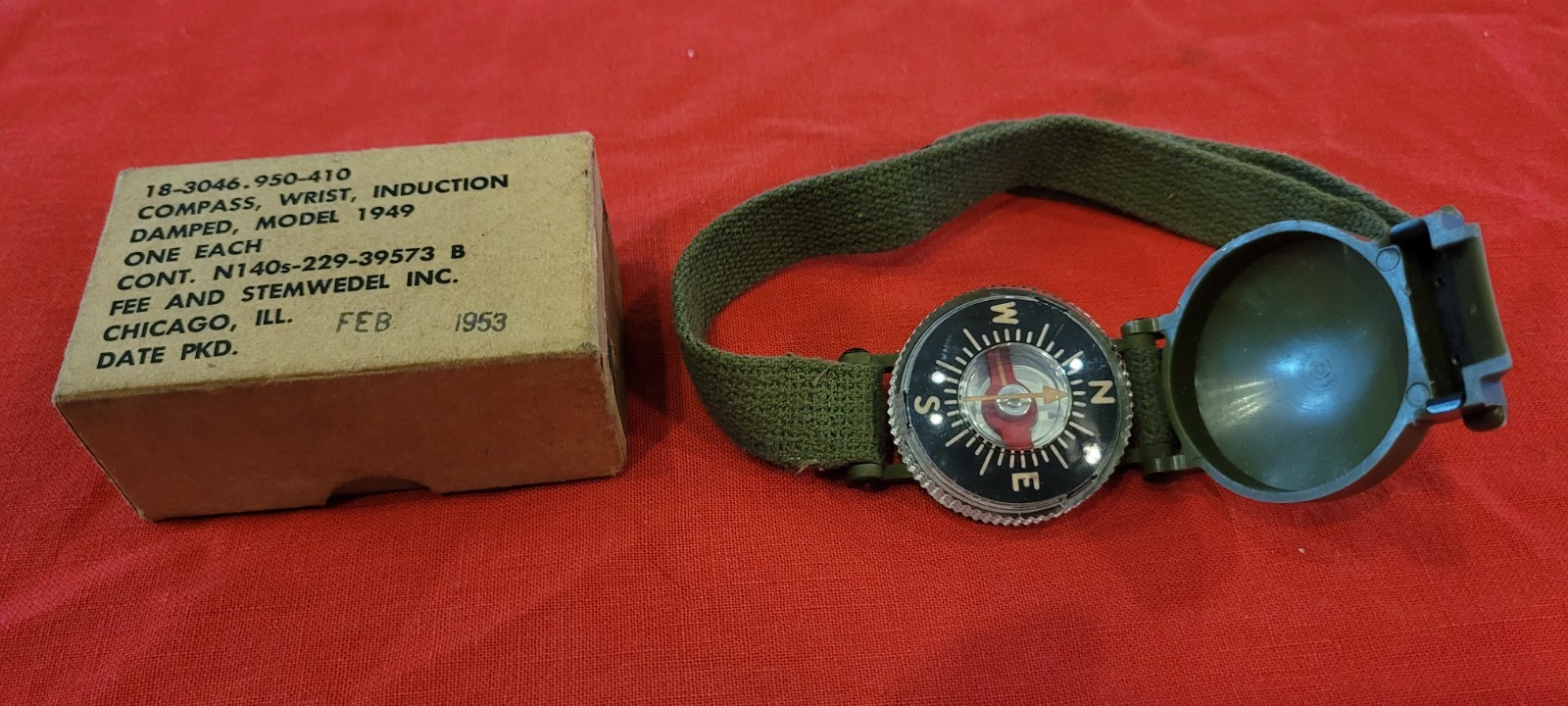 MINT M1949 US Military Wrist Compass Fee & Stemwedel Feb 1953 Korean War IN BOX MINT M1949 US Military Wrist Compass Fee & Stemwedel Feb 1953 Korean War IN BOX