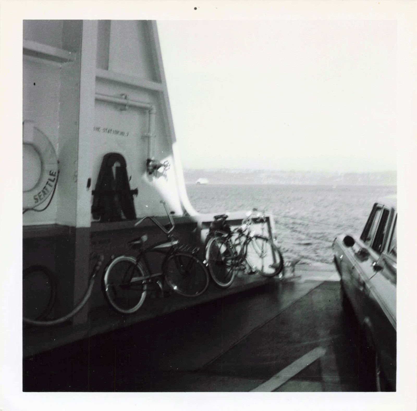 VTG Photo Seattle WA Ferry Ship Bicycles Cars Ocean