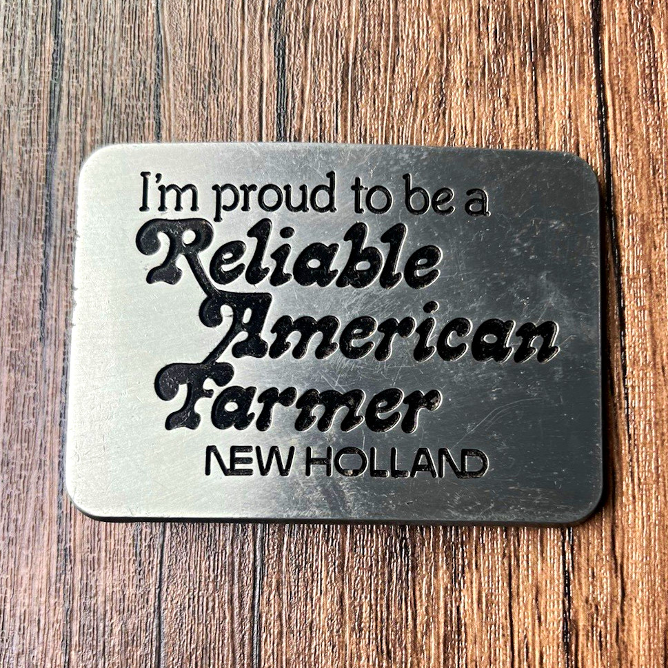 Vintage 1982 New Holland Belt Buckle Pewter Reliable American Farmer Tractor Vintage 1982 New Holland Belt Buckle Pewter Reliable American Farmer Tractor