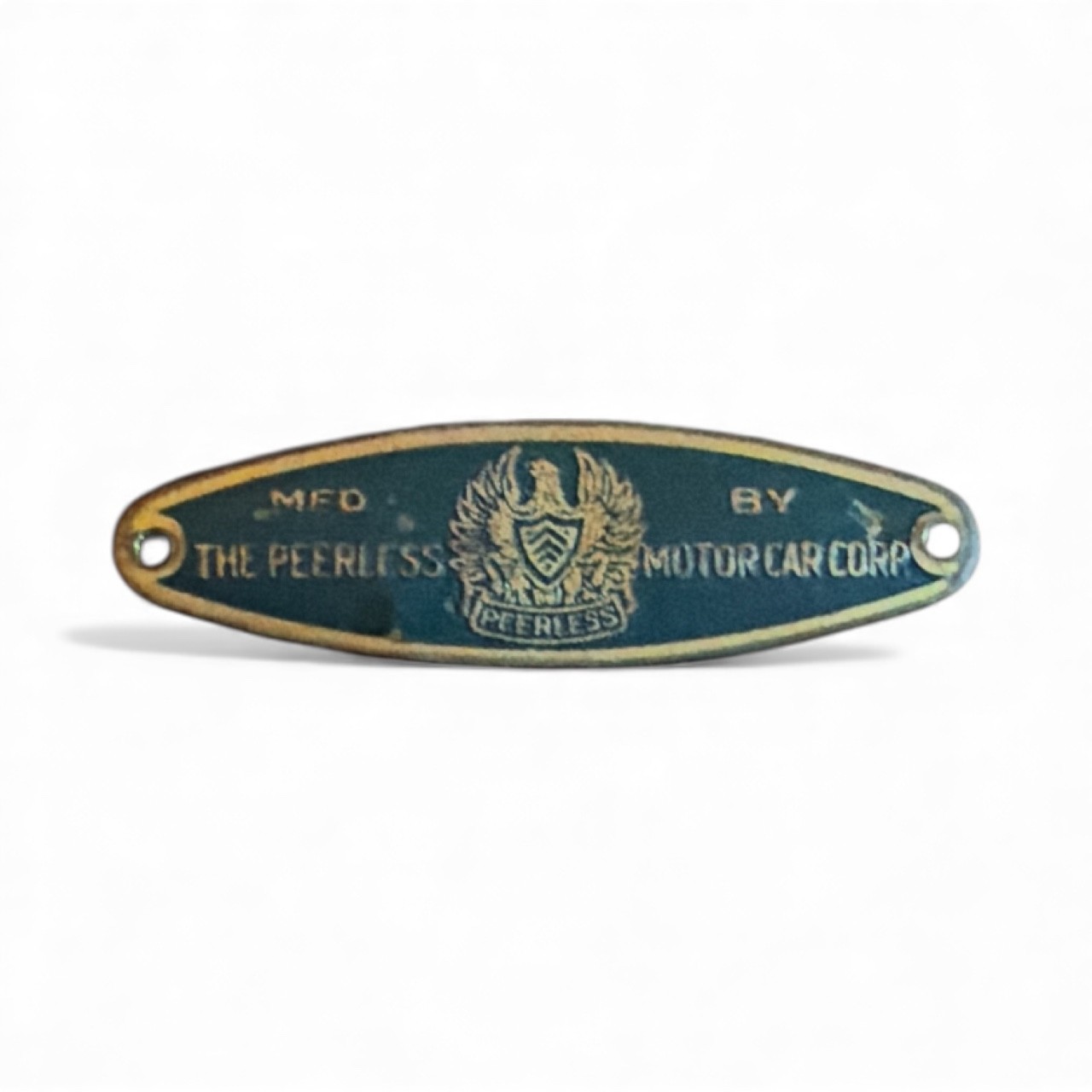 Peerless Body Tag Emblem Circa 1924-1929 Football Shape 1-7/8" Original Peerless Body Tag Emblem Circa 1924-1929 Football Shape 1-7/8" Original
