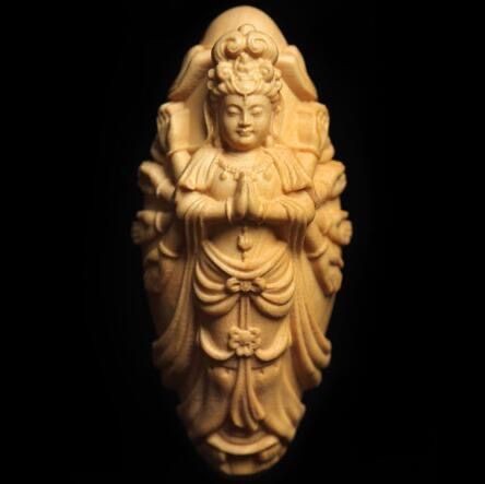 Buddhist Art Wooden Thousand-Armed Kannon Pillow Deity | Boxwood, 55mm Collectib Buddhist Art Wooden Thousand-Armed Kannon Pillow Deity | Boxwood, 55mm Collectib