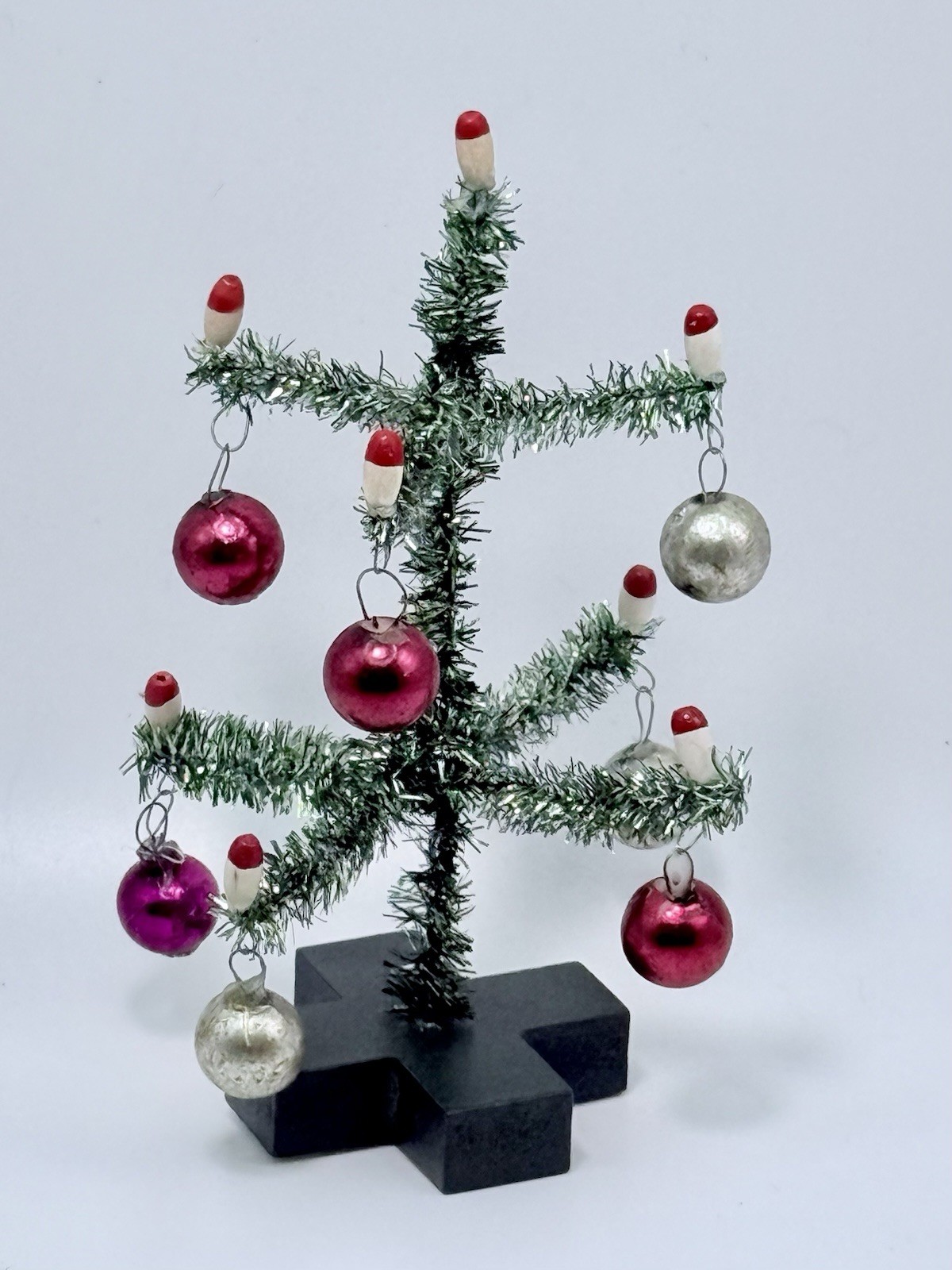 VTG Shackman Tiny Xmas Tree Mercury Ornaments Japan Bottle Brush MCM Dolls House VTG Shackman Tiny Xmas Tree Mercury Ornaments Japan Bottle Brush MCM Dolls House