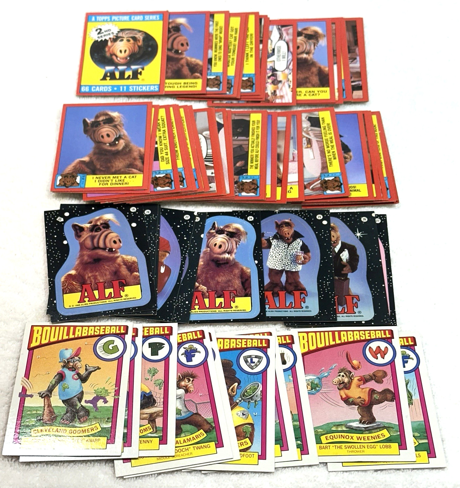 59 Different ALF ~ Series 2 ~ Cards (39) ~ Stickers (10) ~ BouillaBaseball (10)