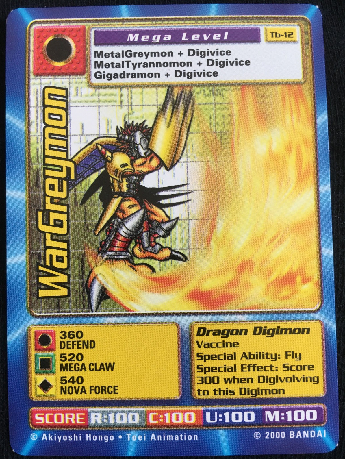 Wargreymon Vintage 2000 Digimon Tb-12 Taco Bell Promo RARE - Box Shipping, LP+ Wargreymon Vintage 2000 Digimon Tb-12 Taco Bell Promo RARE - Box Shipping, LP+