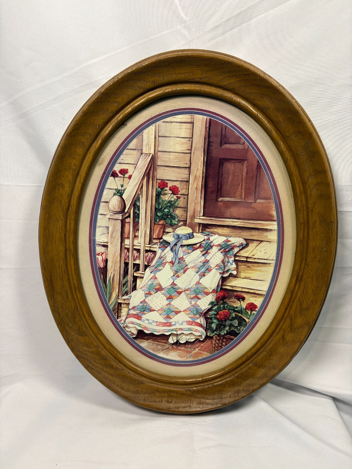Vintage HOMCO (Home Interiors) "Country Porch" Oval Wall Picture Vintage HOMCO (Home Interiors) "Country Porch" Oval Wall Picture
