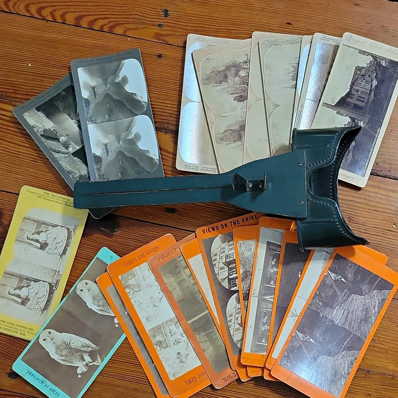 Wm. MOON & Co. Antique Stereoview Card Lot w/ Metal Stereoscope Viewer B&W Wm. MOON & Co. Antique Stereoview Card Lot w/ Metal Stereoscope Viewer B&W