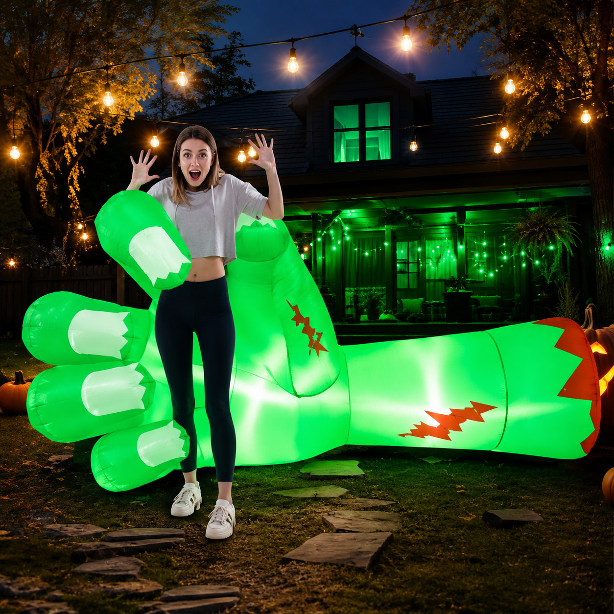 9FT Giant Zombie Hand Halloween Inflatable LED Outdoor Decoration 9FT Giant Zombie Hand Halloween Inflatable LED Outdoor Decoration